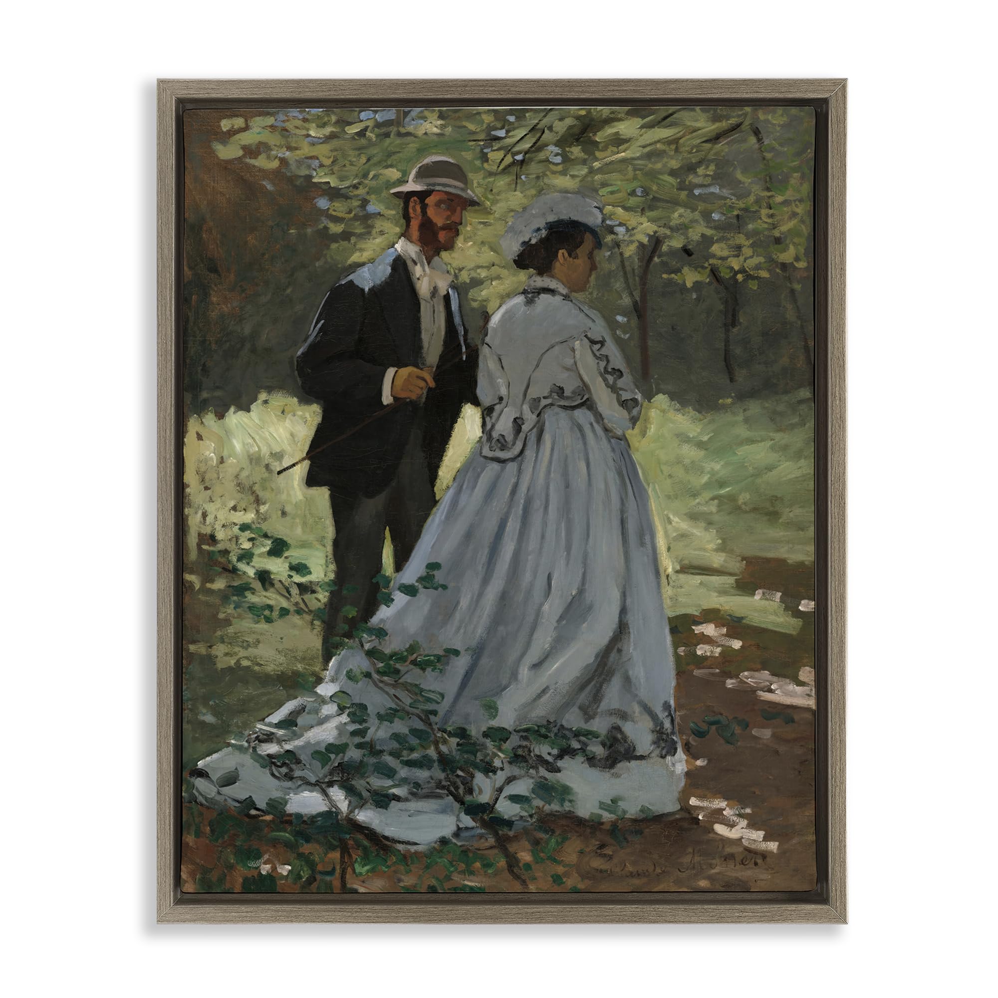 Stupell Industries Montalcino Elm (Textured) 'Bazille & Camille In Nature', Floating Frame Canvas Art, Brown, 25 X 31 Inches, Easy To Hang And Sturdy, Made In Usa, By Tina Lecour