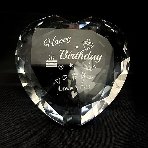 Miniatura 2 de Regalos de cumpleaños para ella, regalos de cumpleaños para mujer, recuerdo de cristal con forma de corazón grabado, regalos de cumpleaños para