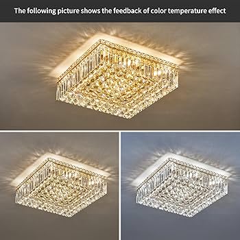 neloli☀︎ CEENLI 6-Lights Crystal Flush Mount Chandelier Light Fixture