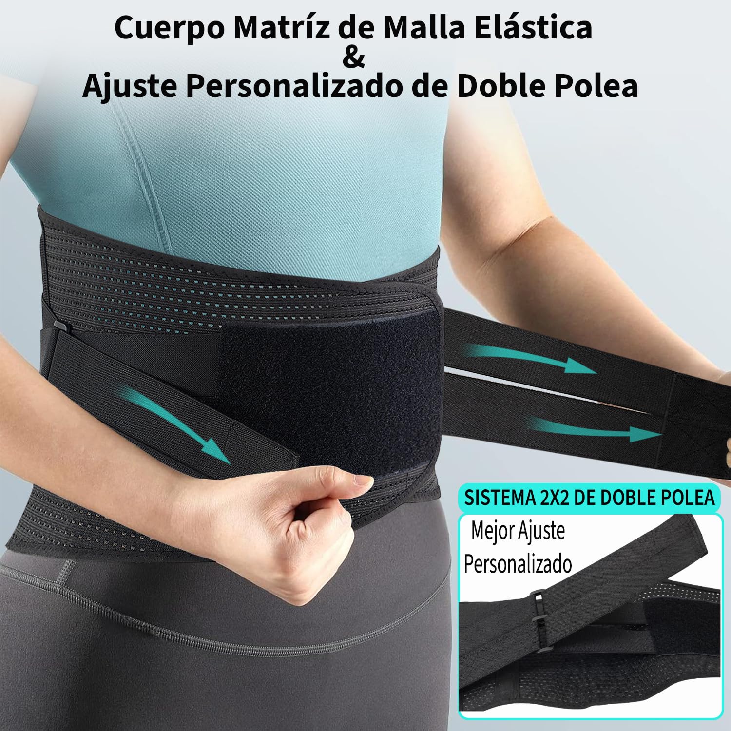 Faja Lumbar Hombre y Mujer de Trabajo – 5 Férulas y 8 Puntos de Compresión – Alivio Dolor Espalda, Ciática y Hernia – Cinturón Lumbar Ergonómico y Transpirable – M