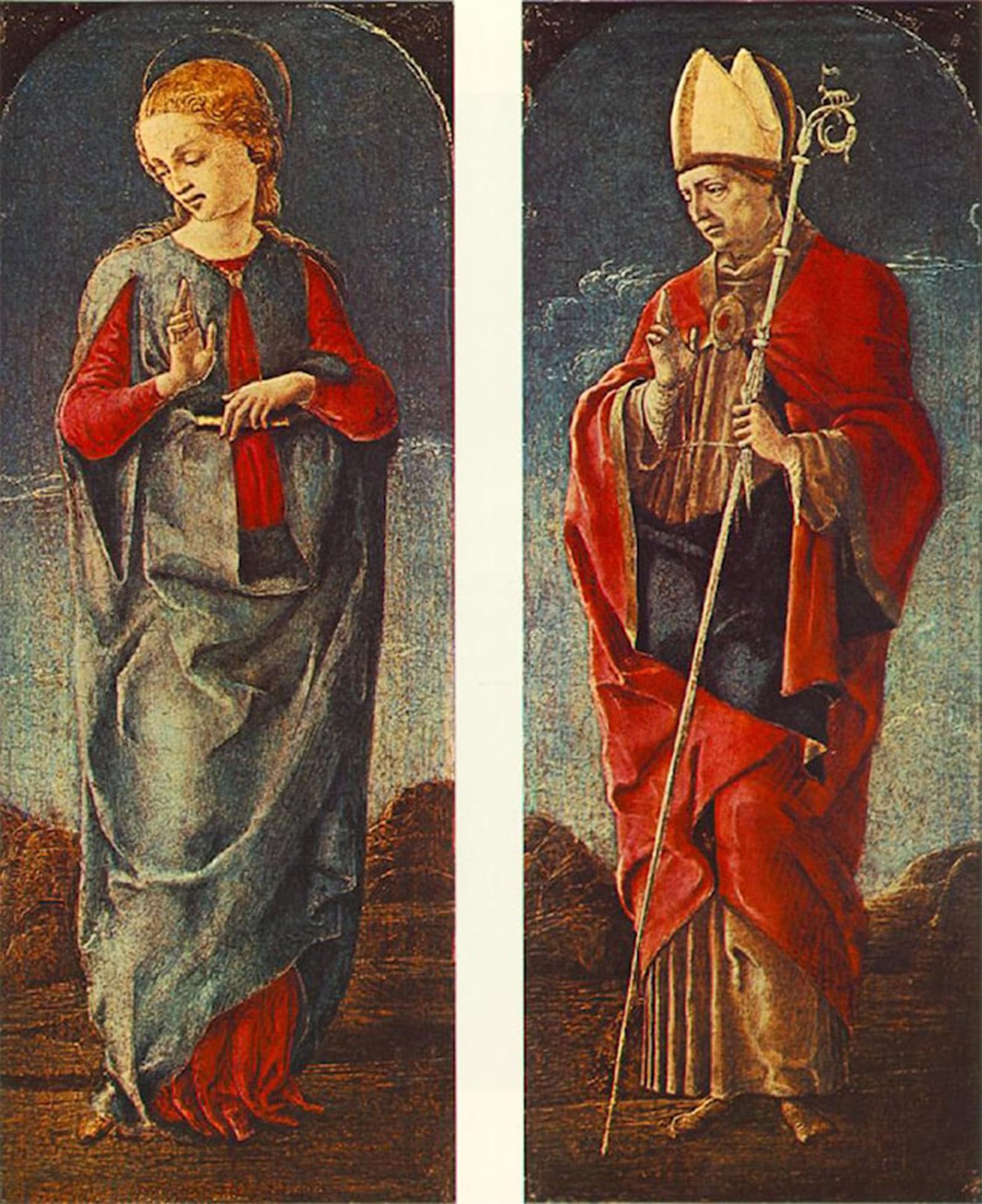 ARTXLXXBN Famous Prints Artwork Pictures Poster Painting Art Virgin Announced and St Maurelio by Cosme Tura Artwork Landscape Pictures for Home Decor 60x90cm