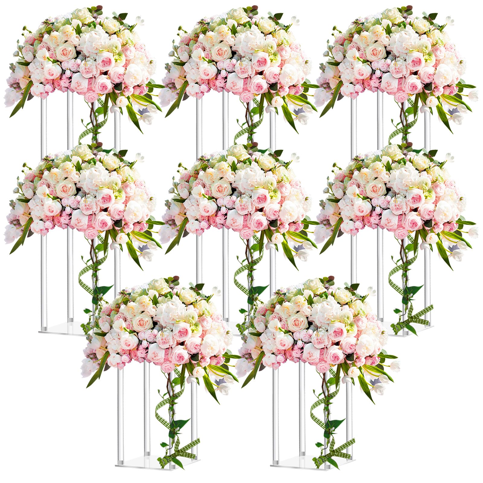8 Vases Hauts en Acrylique Transparent Geetery de 30,5 cm pour Table