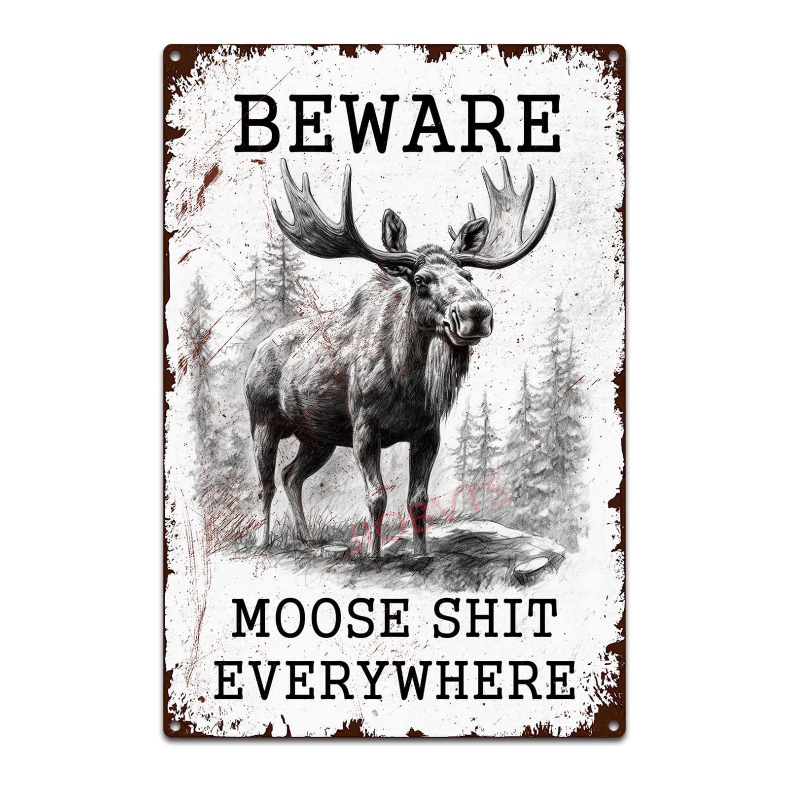 Jiobvts Moose-4 Funny Moose Tin Sign Beware Moose Everywhere Vintage Metal Sign For Farm Ranch Garage Home Decor Outdoor Indoor Wall Art Decor 8X12inch