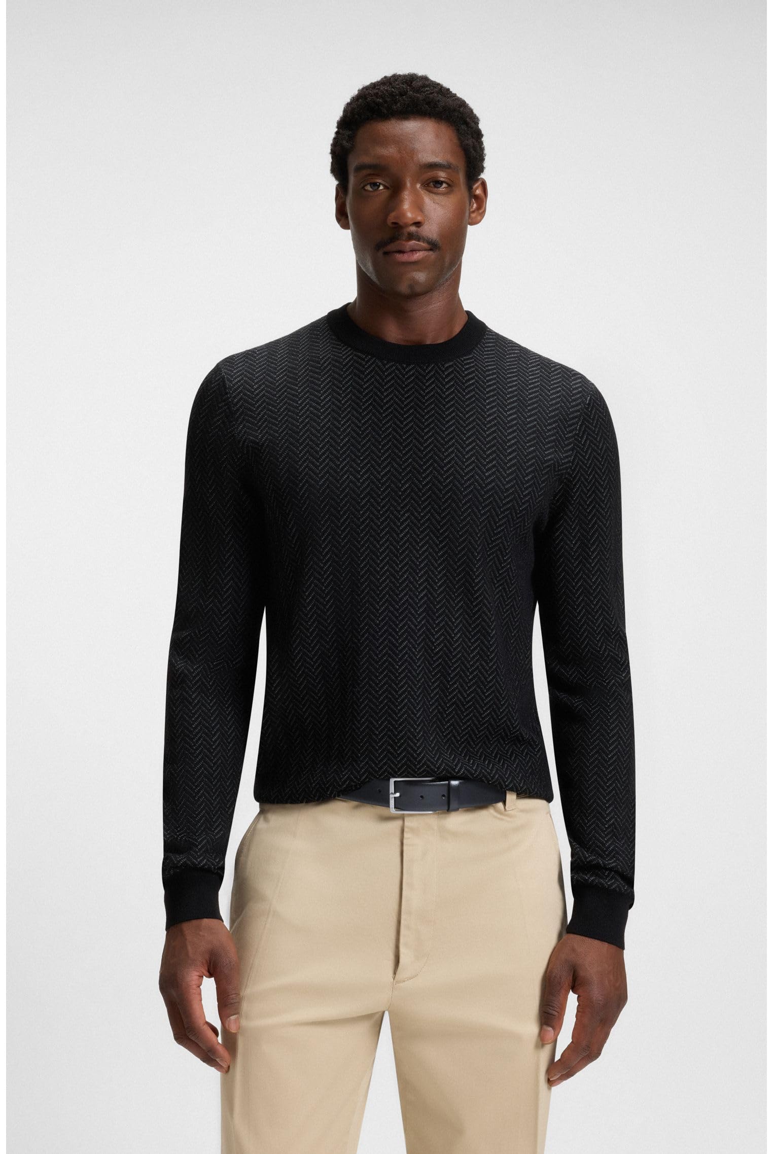 BOSS Hommes Erman-L Sz35 Ceinture en cuir italien avec boucle en métal argenté brossé