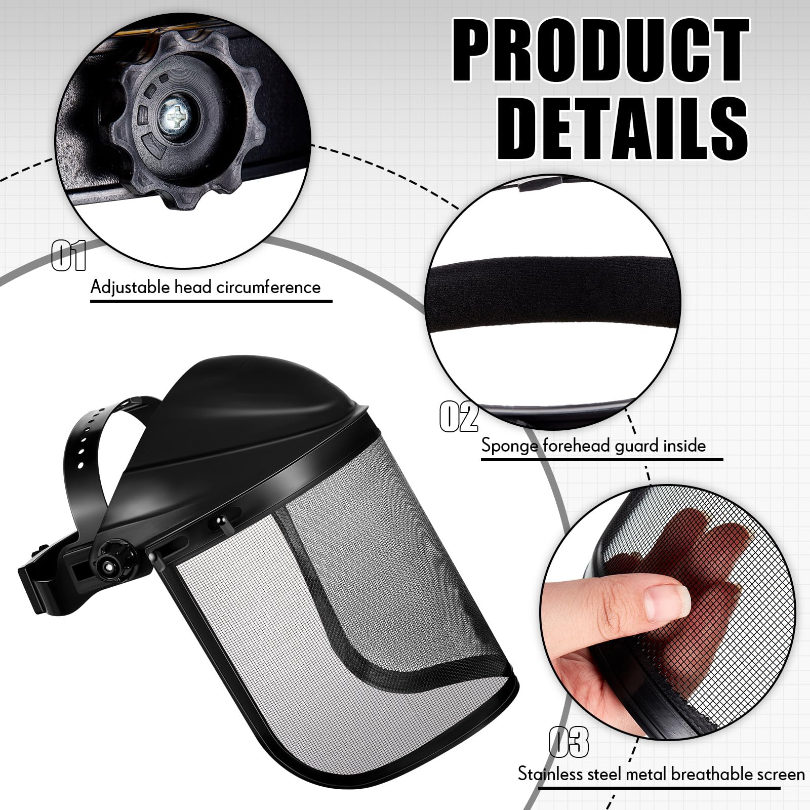 Hestya 2 Cascos de Seguridad para Desbrozadora Careta para Motosierra Ajustable Protector Facial de Trabajo de Silvicultura con Visera para Protección de Cara Jardinería Césped Exterior(Negro)
