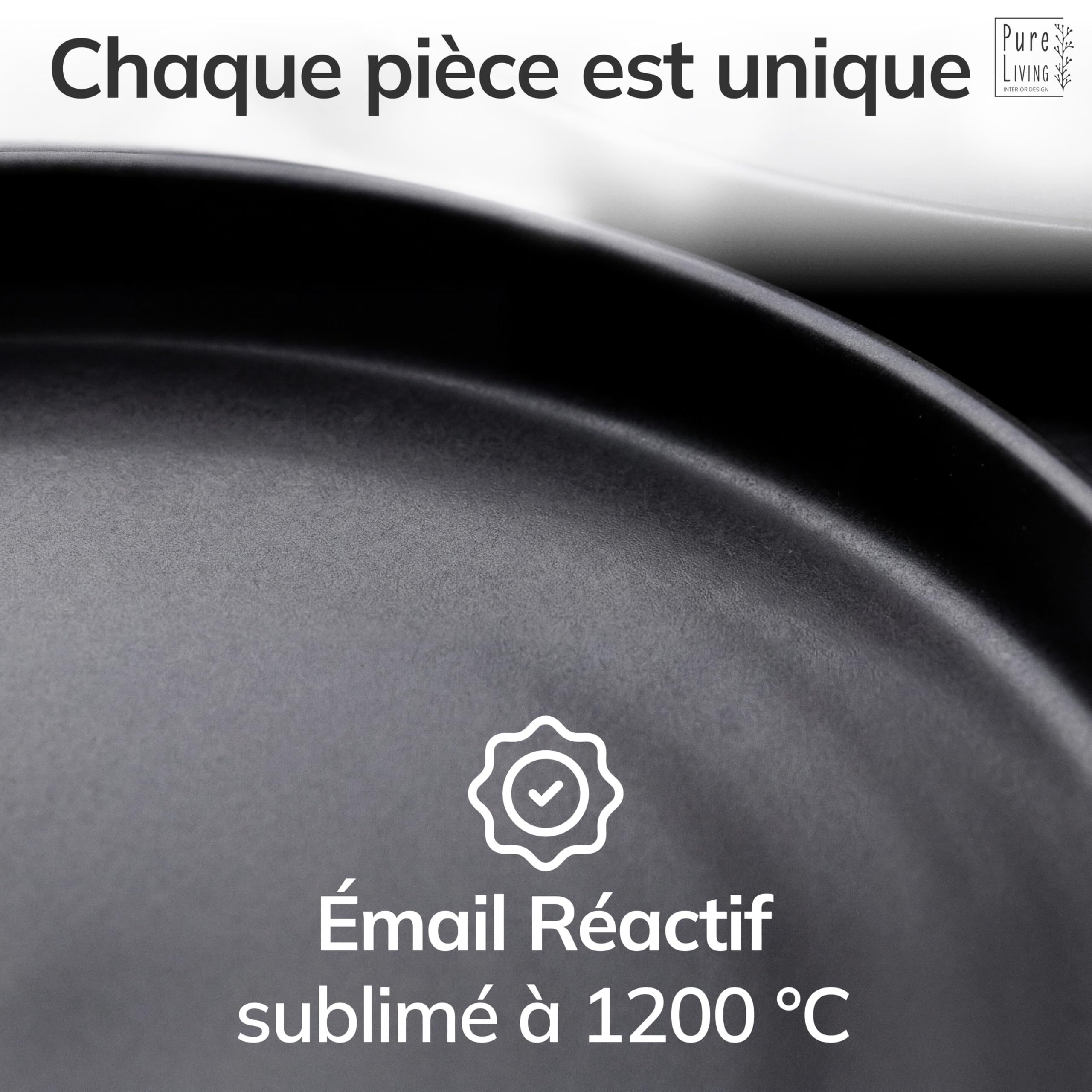 Ensemble de Assiettes Creuses 6 pièces Manhattan Noir Mat - Faïence Premium, Lave-vaisselle, Micro-ondes - Assiettes Stylishes, Service Vaisselle - Collection Pure Living Urban Black Line