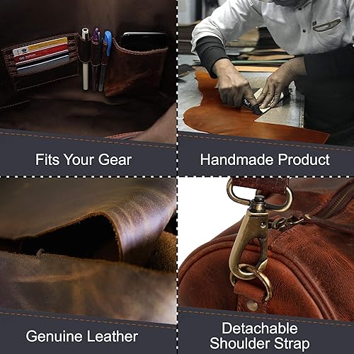 Miniatura 5 de RUSTIC TOWN Combo de bolsa de lona y neceser de cuero, el mejor regalo de viaje masculino para hombres