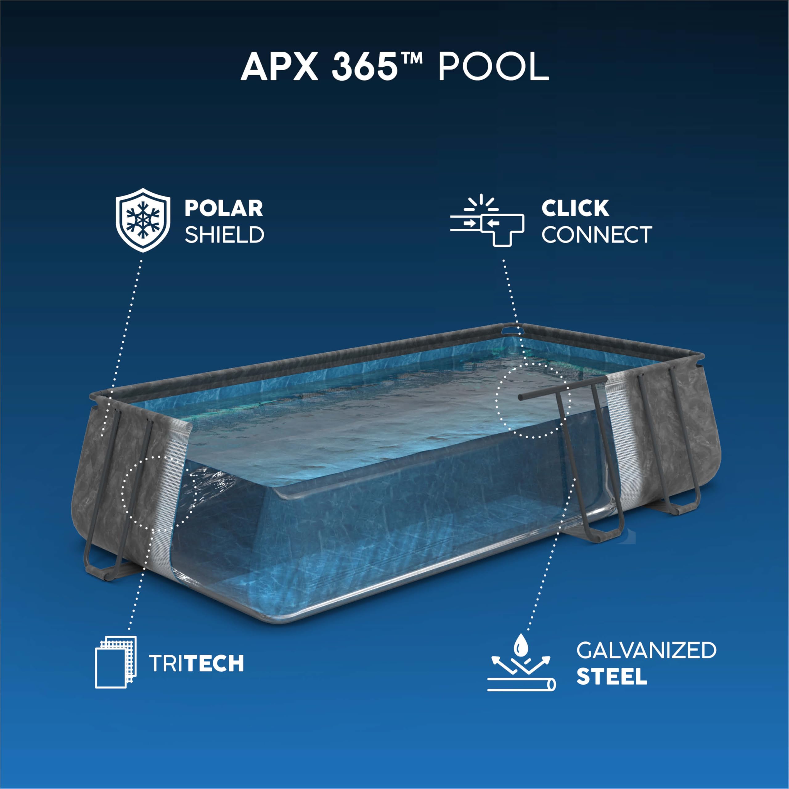 Bestway Piscine Hors Sol rectangulaire APX 365-732 cm x 366 cm x 132 cm - Gris foncé
