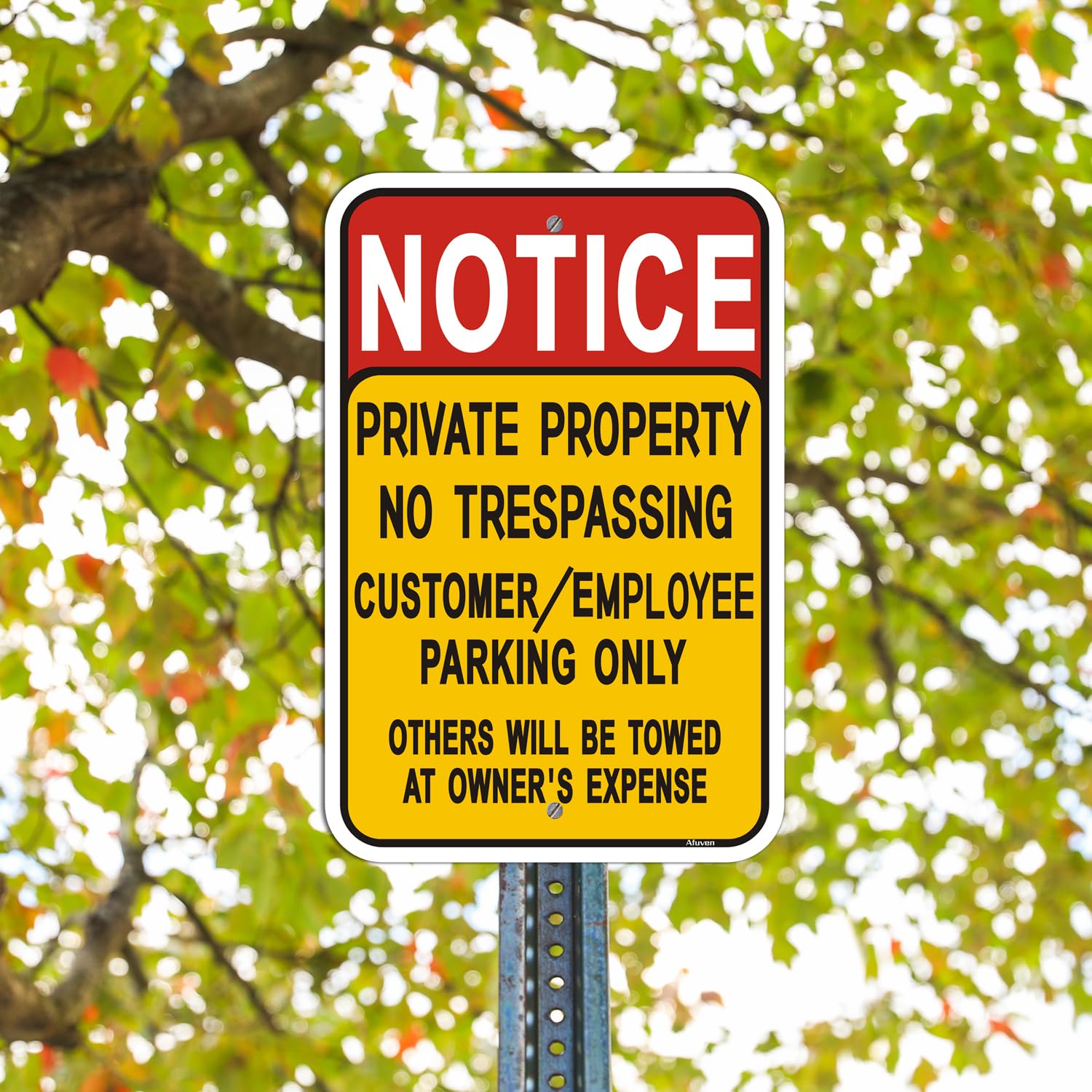 Lot de 2 panneaux « Notice Private Property No Trespassing Customer/Employee Parking Only » - 45,7 x 30,5 cm - Panneaux de stationnement des employés - Panneaux de propriété privée - Aluminium