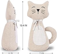 Vista 2 de Sanlykate Topes de puerta decorativos de tela, diseño de animales lindos de 1.8LB, topes de puerta resistentes anticolisión para el hogar, gato beige
