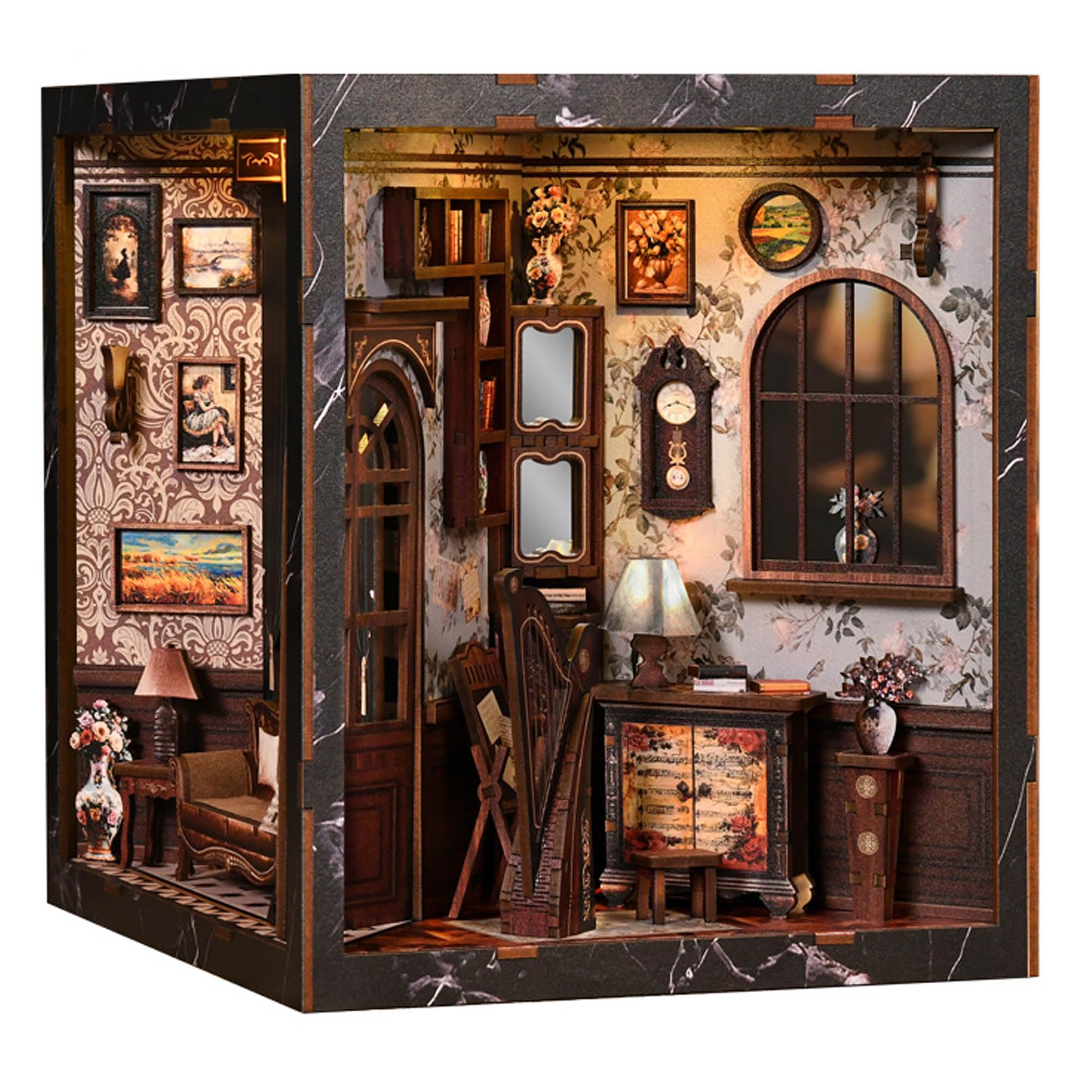 Book Nook Cube Nook Multidimensionnel – Diorama DIY à Construire 4 Univers – Décoration Bibliothèque Originale avec LED