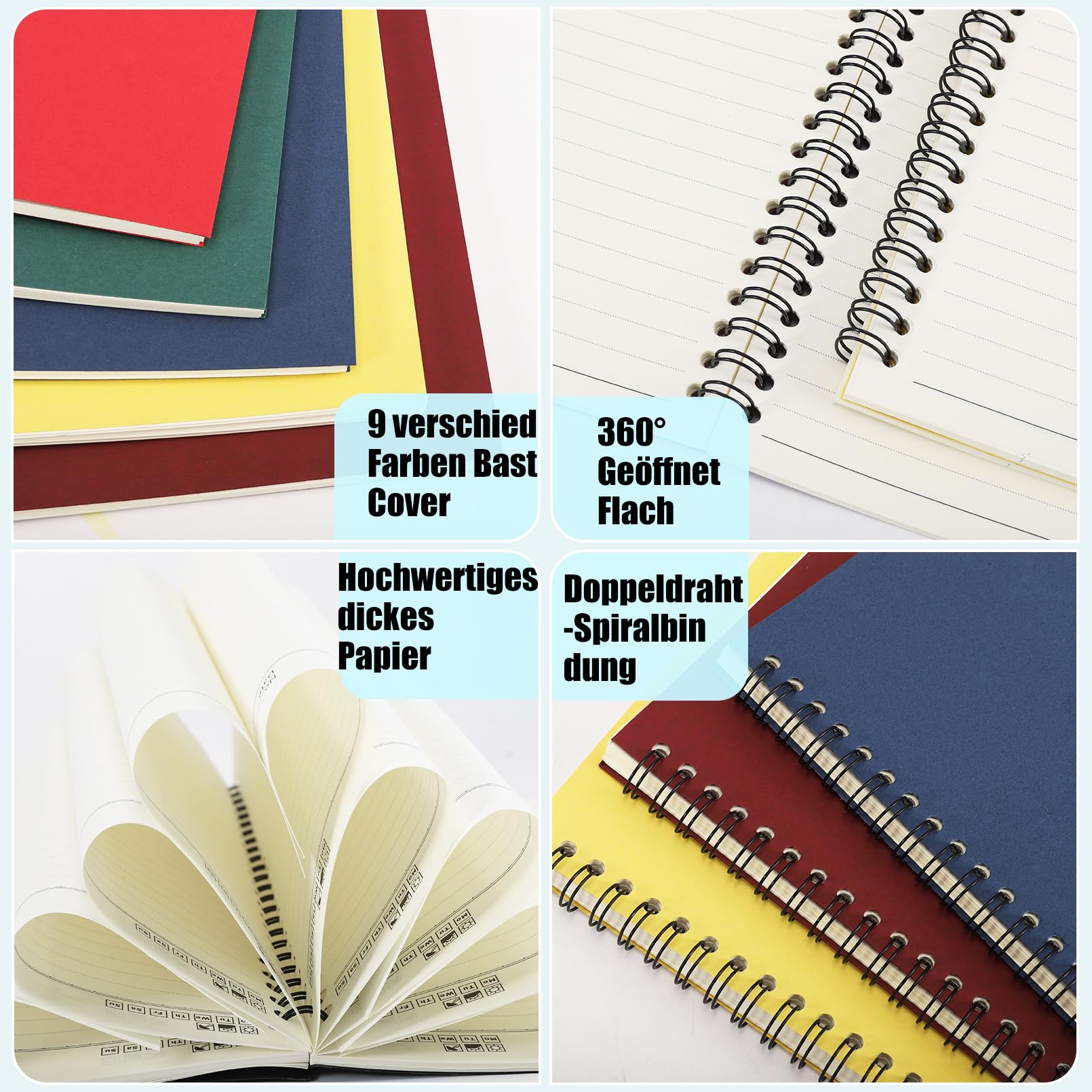 EXTRAPINS Blocco note a spirale, formato A5, 36 pezzi, a righe, formato A5, a righe, formato A5, a righe, per scuola, ufficio, 100 pagine/50 fogli, 21 x 14 cm (36 pezzi)