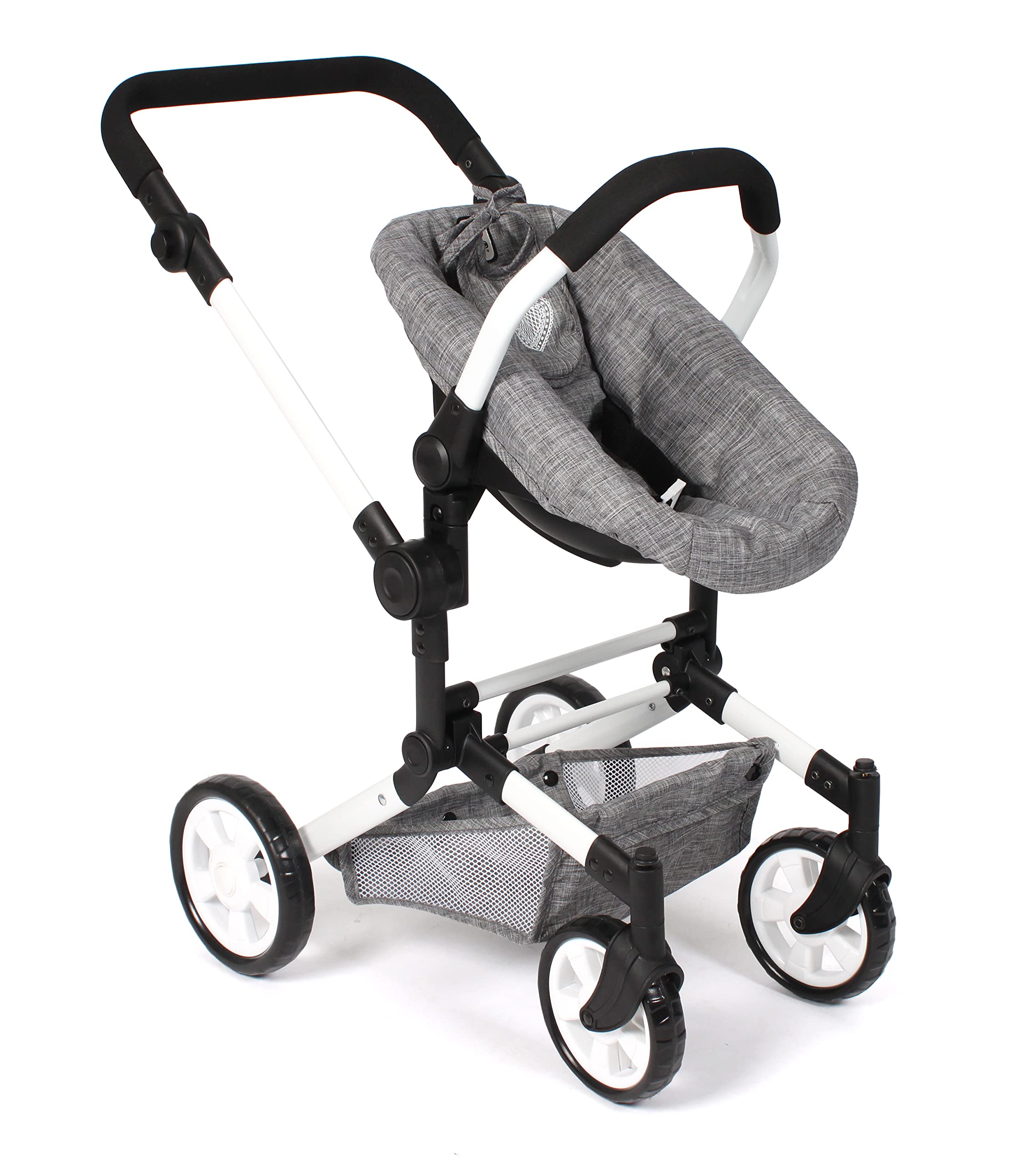 Bayer Chic 2000 Poussette poupée 3 en 1 Linus Pliable réglable | Set 3 en 1 avec nacelle transformable et siège auto, poignée réglable de 47 à 78 cm.