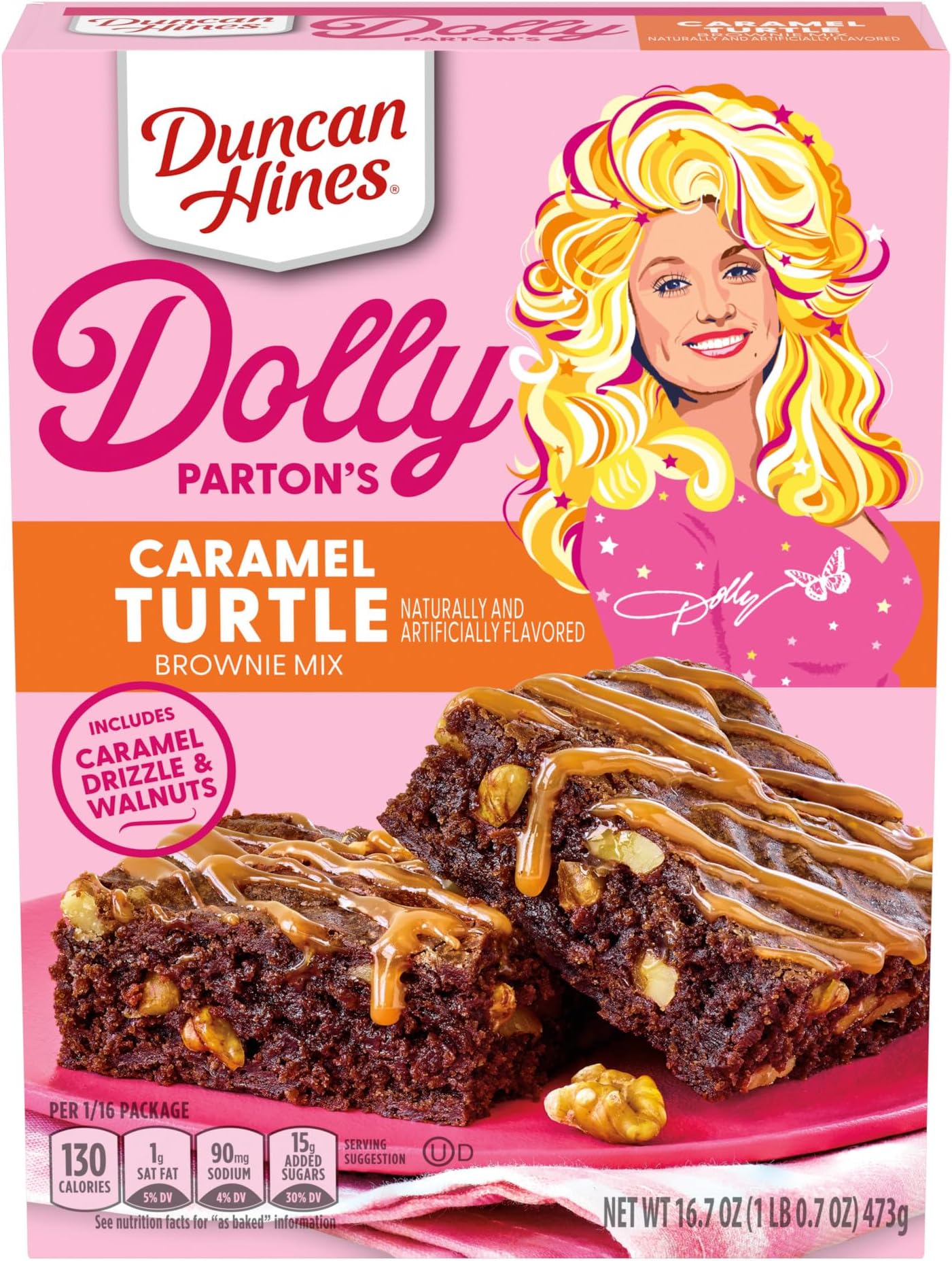Brownie Mix, Caramel Turtle Flavored, 16.7 oz.