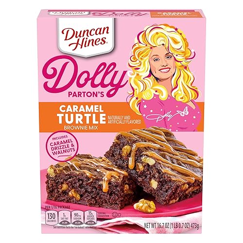 Duncan Hines Dolly Parton's - Mezcla de brownie con sabor a tortuga caramelo, 16.7 onzas