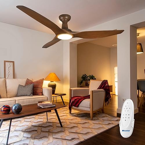 Venta Ventilador de techo de 3 aspas con certificación ETL de 64 pulgadas con control remoto de luces, color madera natural con luz LED y