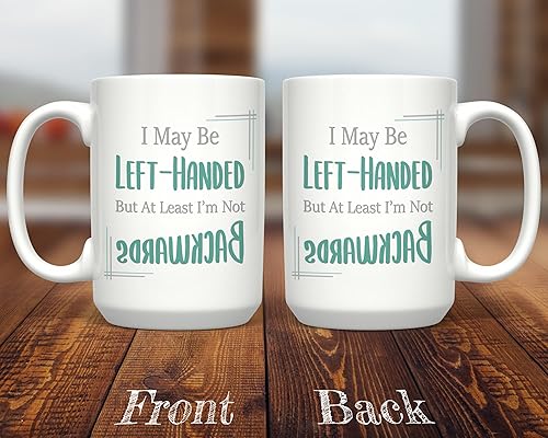 Miniatura 2 de PixiDoodle Taza de café para zurdos  Divertido día de zurdos (15 onzas, blanco)