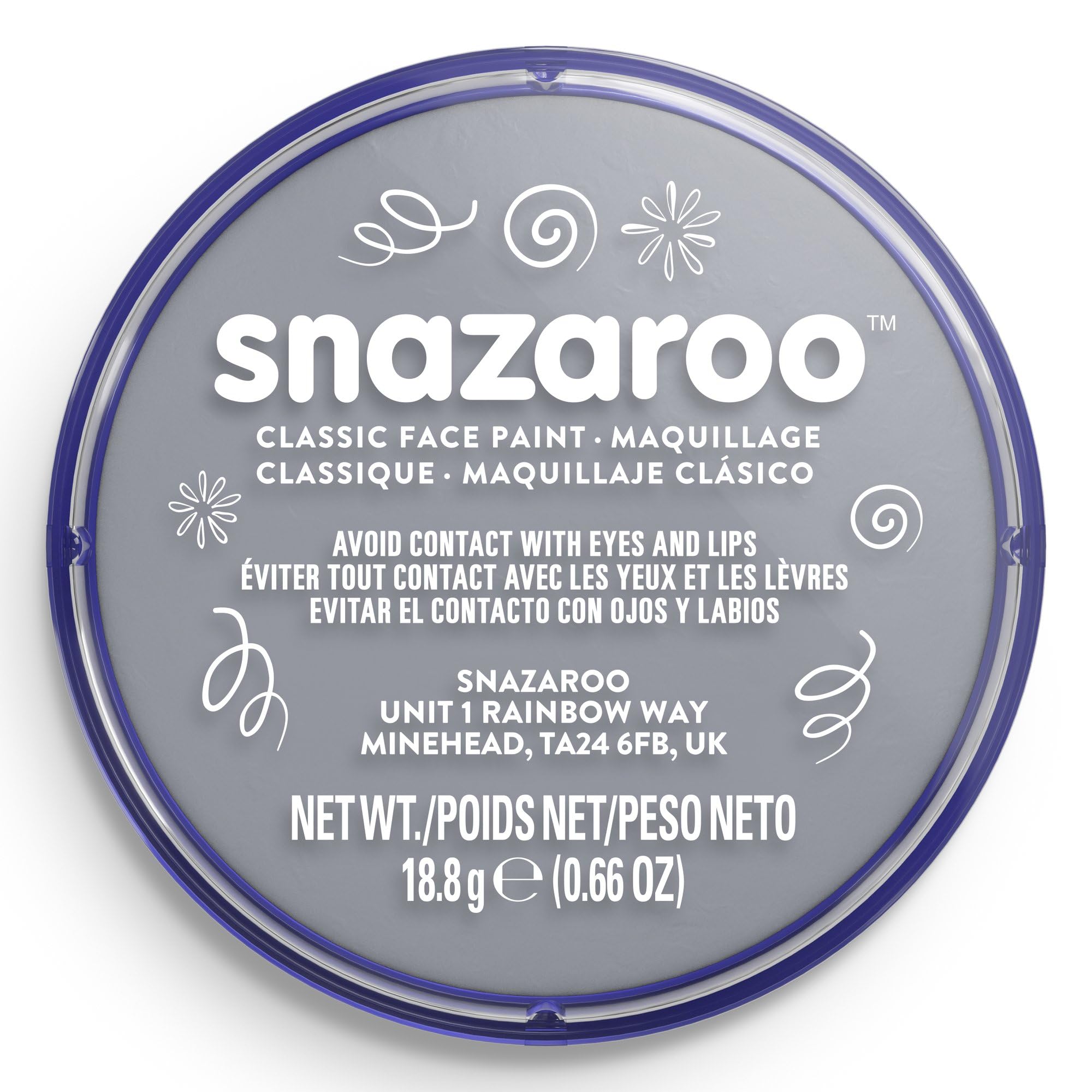 Snazaroo - Pittura Per Viso e Corpo, Trucchi da Viso per Travestimenti, per Bambini e Adulti, 18ML, Colore Grigio Scuro