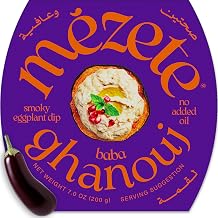 Mezete Cholesterol-Free Dip | All-Natural Baba Ganoush | Shelf-Stable | Ready to Serve | Smoky Flavor | No Added Oils | Roasted Eggplant | Non-GMO | Gluten Free | 180g