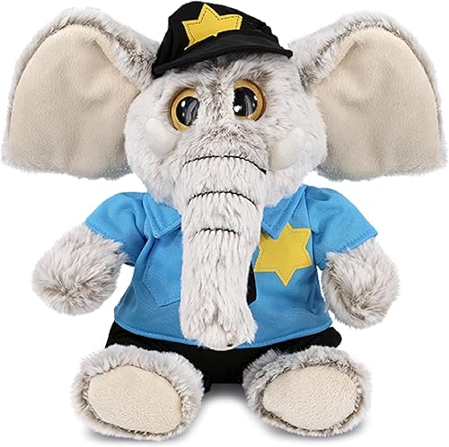 Miniatura 1 de DolliBu Juguete de peluche de oficial de policía de elefante sentado súper suave, disfraz de policía de elefante con lindo uniforme de policía y