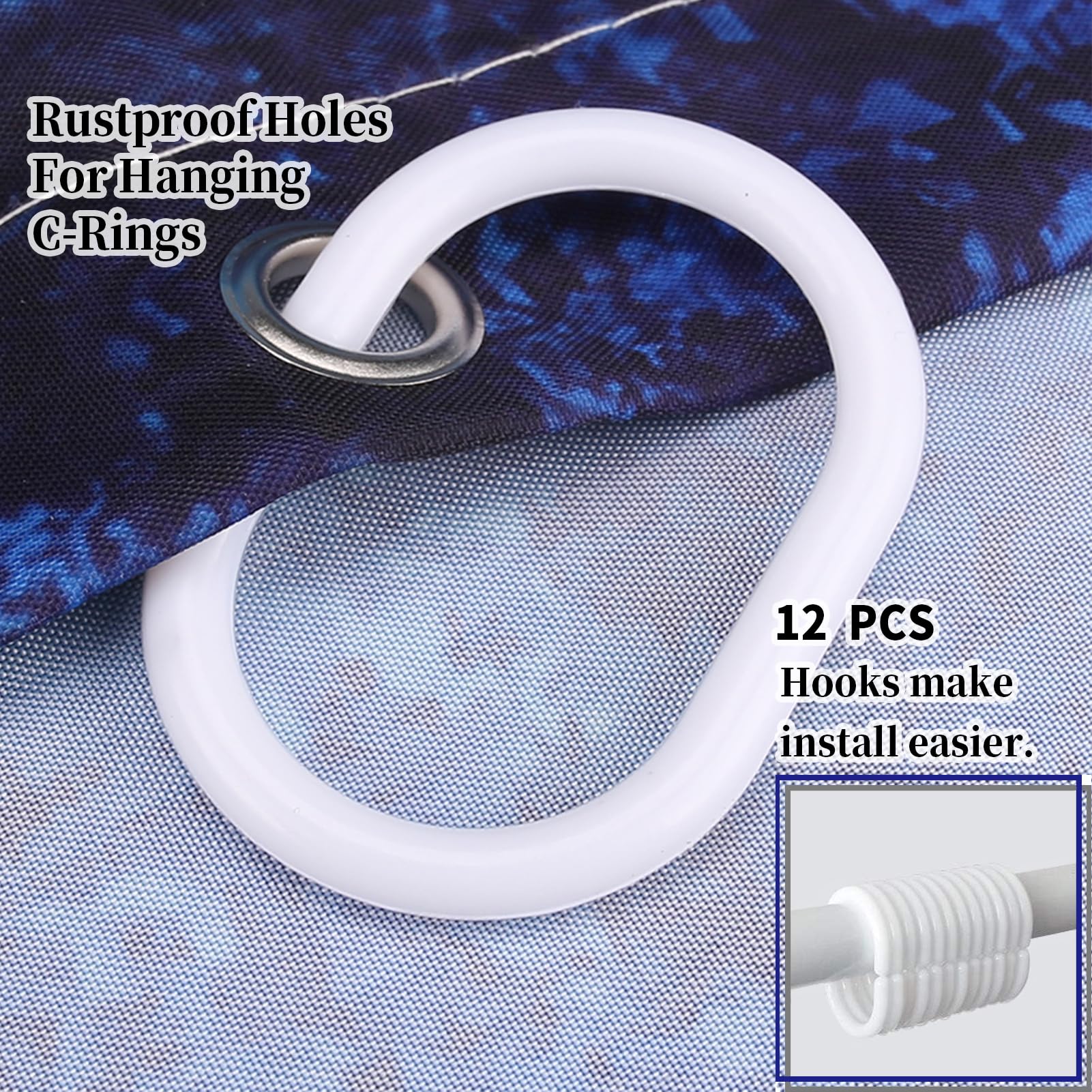 WOWTOY Shower Curtain with 12 Hooks, Waterproof Polyester Fabric Bathroom Bathtub Shower Curtain Liner, Weighted Hem - Image 4