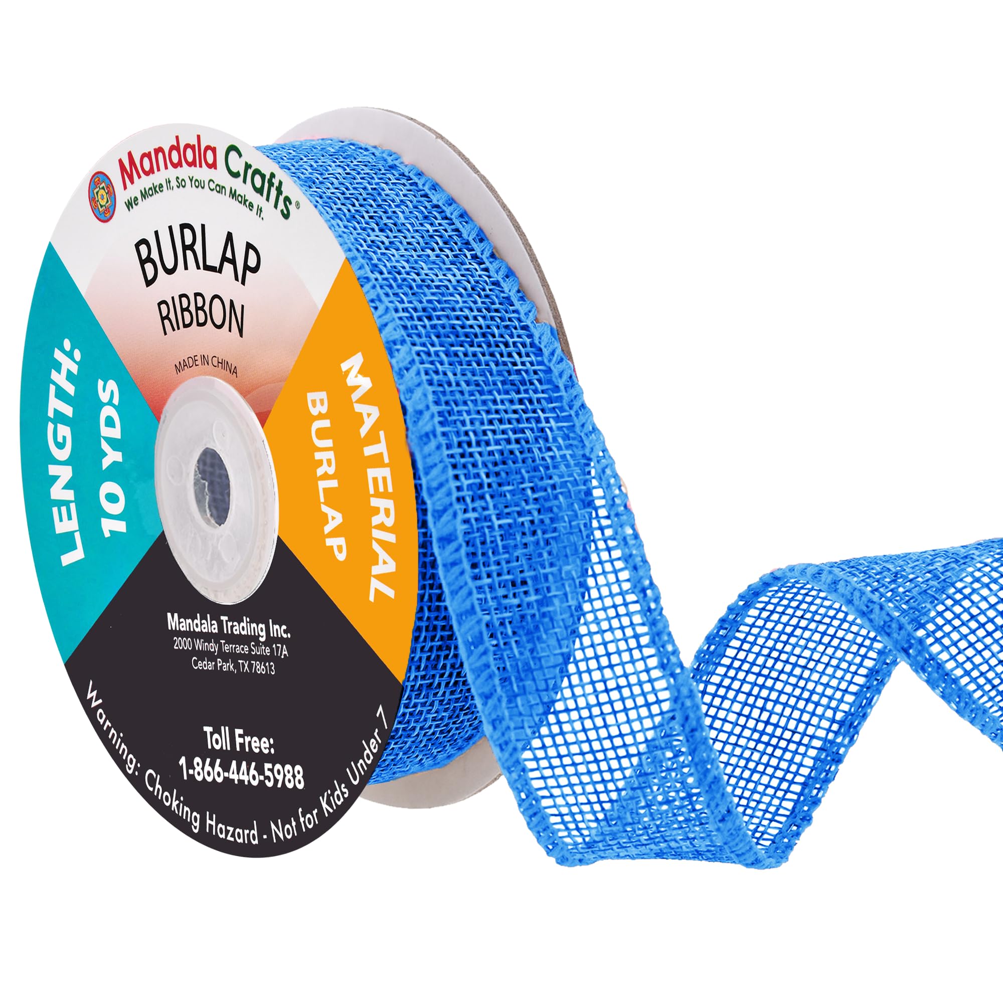 Mandala Crafts Sky Blue Burlap Ribbon 1 Inch Wide Jute Ribbons for Crafts - 20 Yds Roll Rustic Burlap Wrap Trim Ribbons for Wreaths Bows Wedding Party