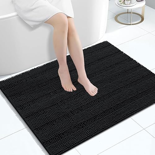 Miniatura 10 de Grandaily - Alfombras de baño de felpilla a rayas, extragruesas y absorbentes, antideslizantes, con fibras largas y suaves, lavables a máquina, para