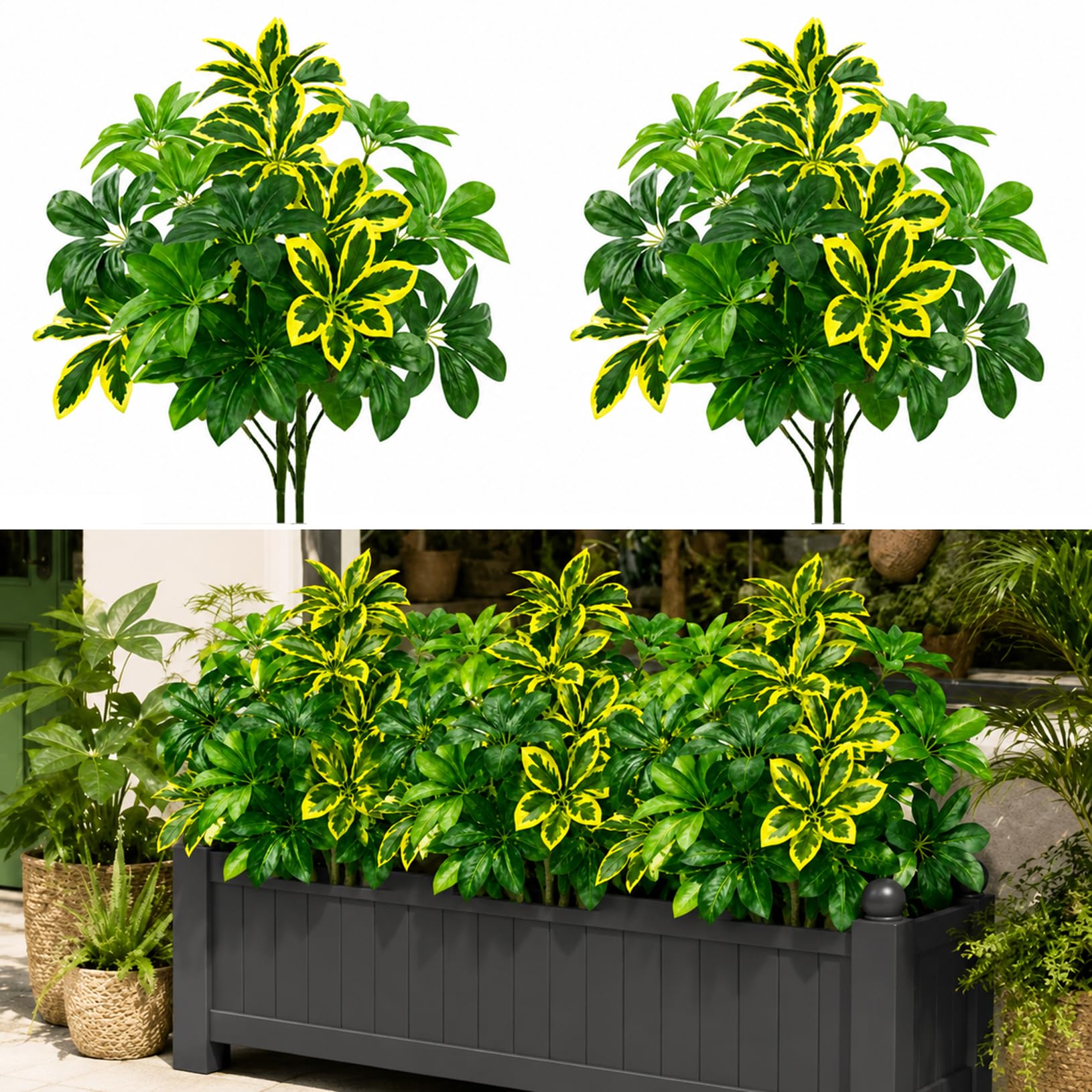 ATAVSADN Artificial Plants for Outdoors, Faux Greenery UV Resistant Artificial Plants for Indoor Outdoor Decor 2Pack,One Size