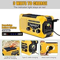 Vista 3 de 10000mAh Emergency Hand Crank Radio with LED Flashlight Yellow Verde