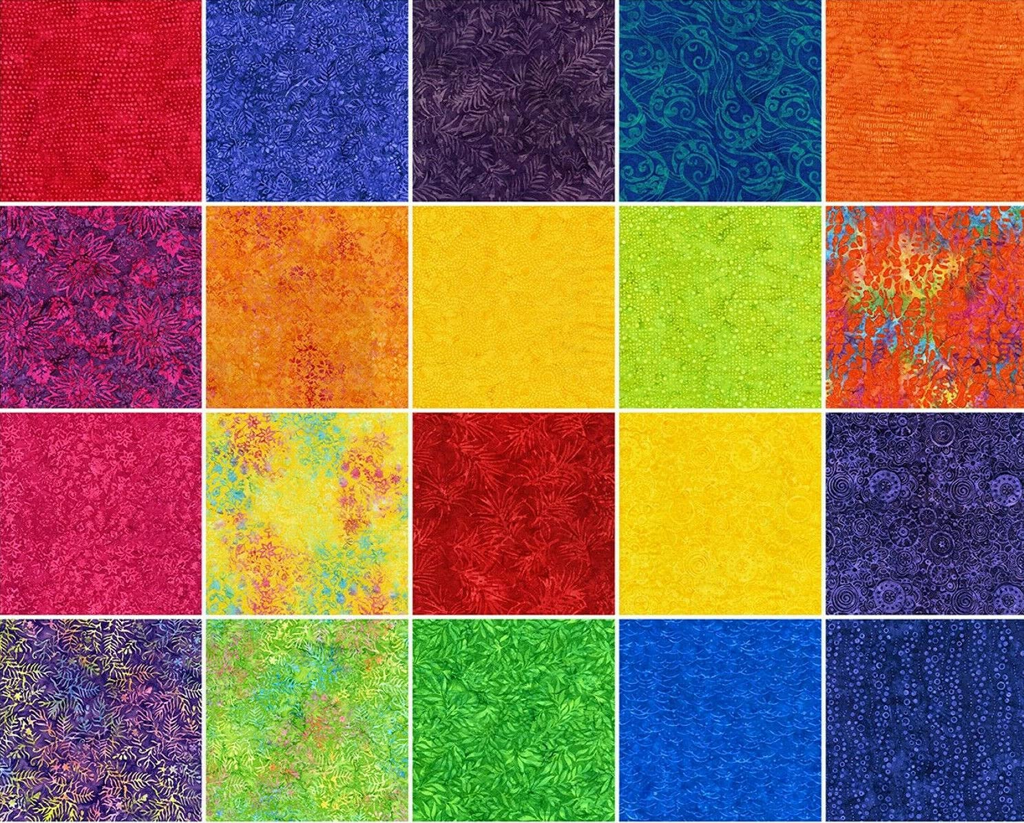 Quality Fabric Tonga Treats Celebrity Rainbow Batik 100% Cotton Fabric 20 Strips Tonga