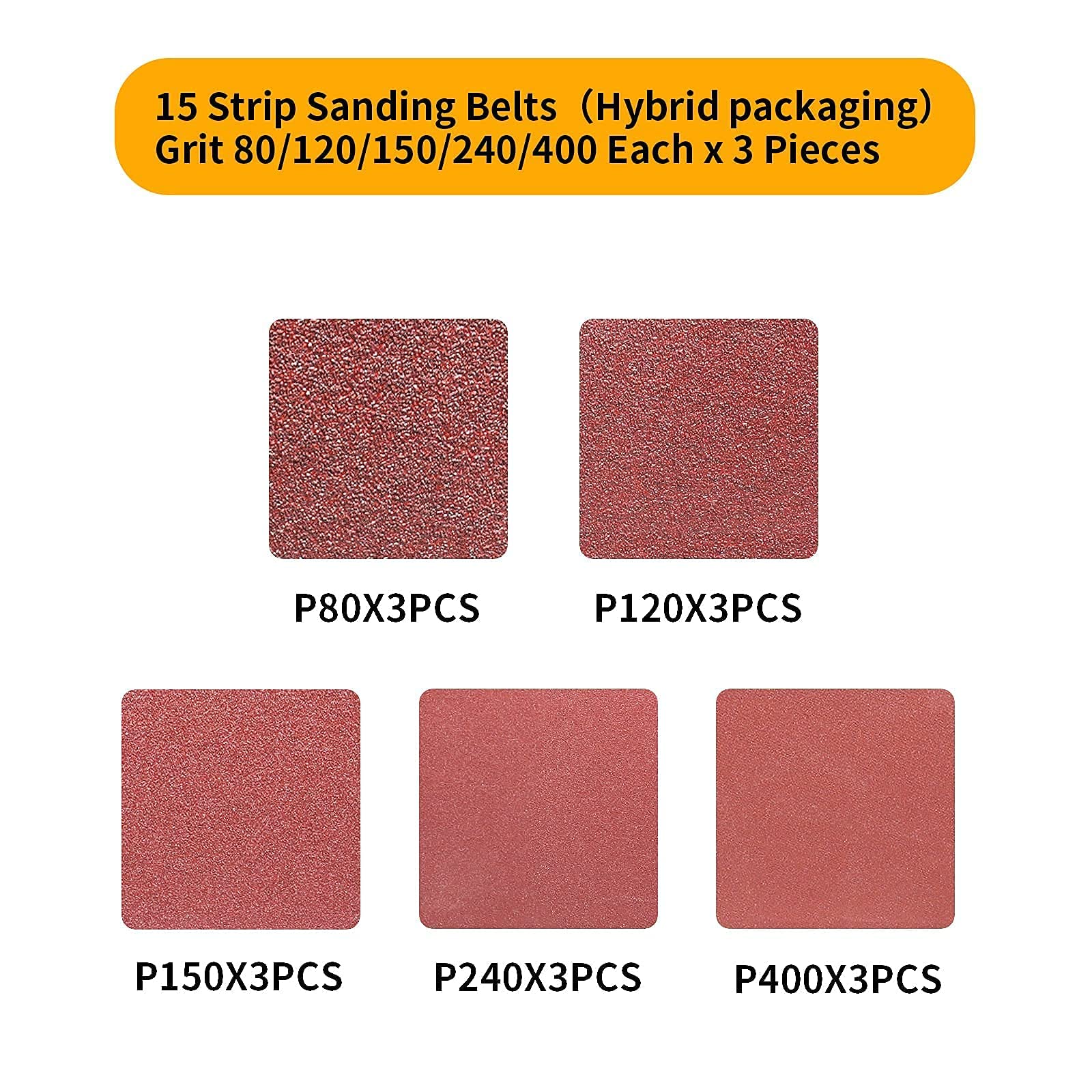 15PCS Bandes Abrasives De 75 X 457 Mm Grain 3 X 80/120/150