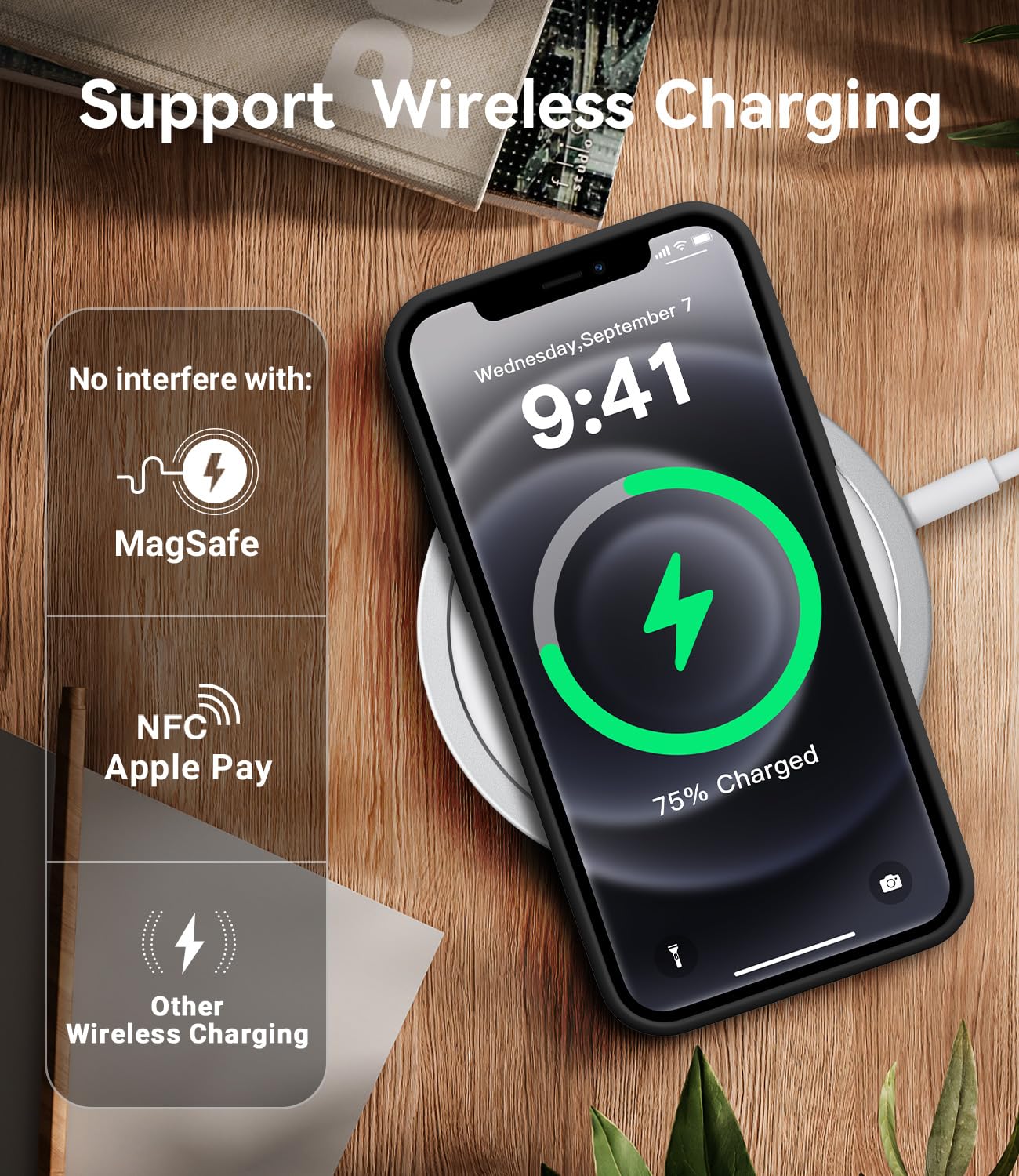 AOTESIER Stoßfeste Schutzhülle für iPhone 12 Mini, flüssiges Silikon in Lebensmittelqualität, mit weichem kratzfestem Mikrofaserfutter, Fallschutz, 13,7 cm (5,4 Zoll), schlanke, dünne Hülle, Schwarz