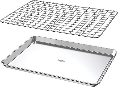 Baker's Secret Bandeja de tocino no tóxica para horno, PTFE, PFAS, libre de PFOA, 100% aluminio reciclado, juego de utensilios para hornear galletas