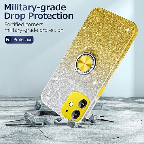 Miniatura 2 de JUNAUTTB Funda para Samsung Galaxy S22 5G con soporte de anillo magnético, purpurina brillante, para niñas y mujeres, funda protectora de TPU y