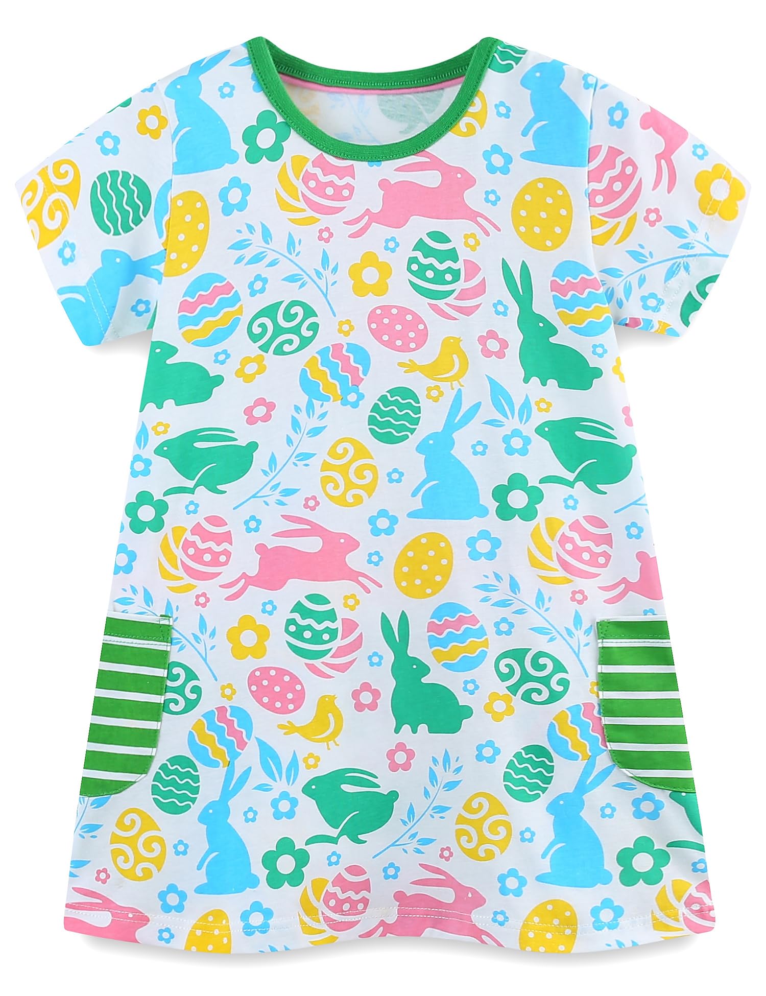 Toddler Girls Cotton Casual Dress Summer Playwear Short Sleeve Shirt Dresses