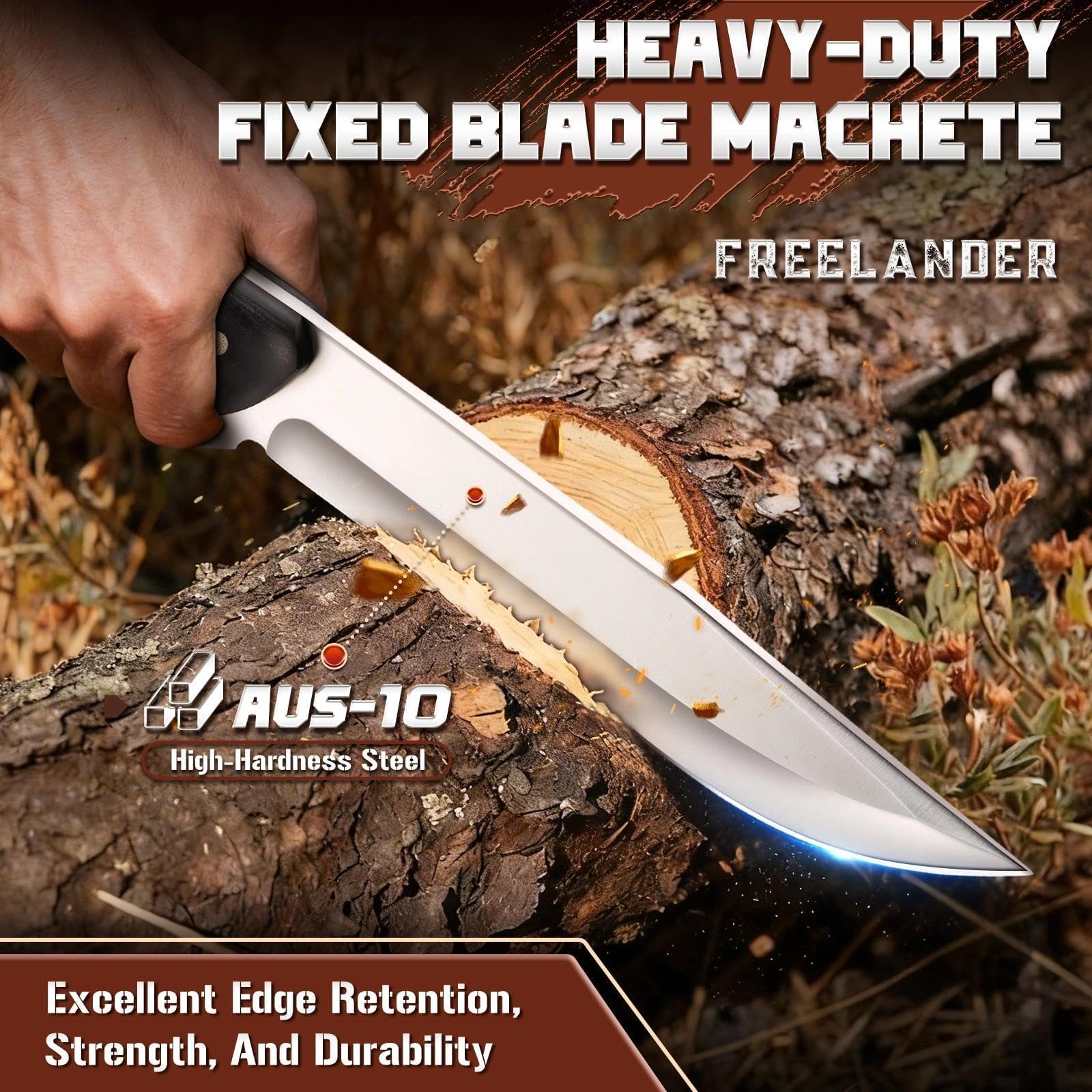 Freelander Coltello da Sopravvivenza Lama Fissa con Fodero | Struttura Full Tang Affidabile, Presa Ergonomica Sicura, Ideale per Bushcraft, Campeggio ed Escursioni