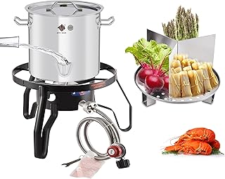 ARC 20QT Steaming Kit, 55,000BTU Portable Propane Burner, SS Steamer Pot w/Easy-fill Water Spout, Divider and Steamer Rack, Seafood Crab-Vegetable-Vaporeras para Tamale Steaming, Outdoor Cooking