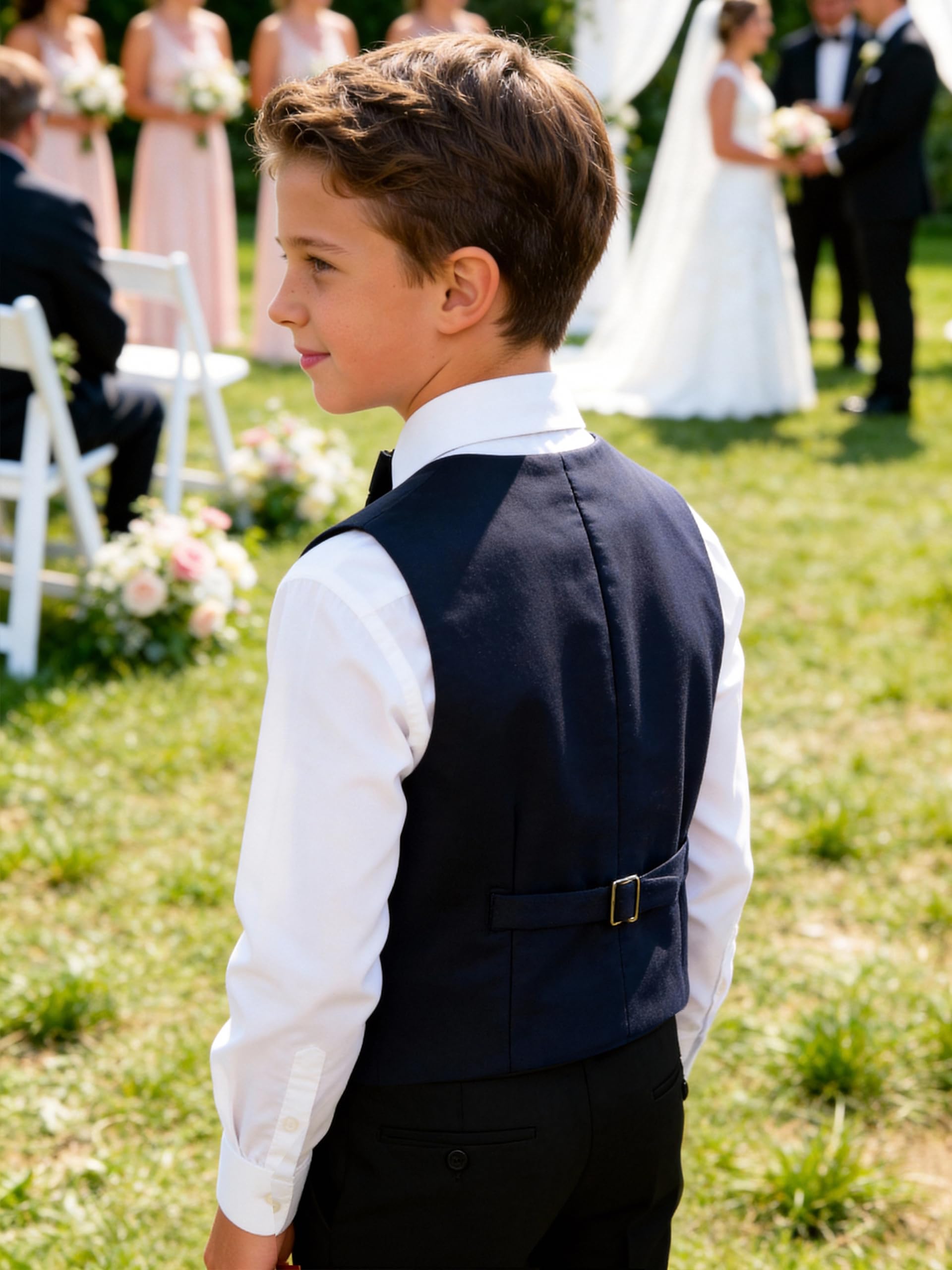 LOLANTA Chaleco de Traje para Niño, Completamente Forrado, Chaleco Formal para Bodas, Bautizos y Comuniones– Talla 7 a 14 Años