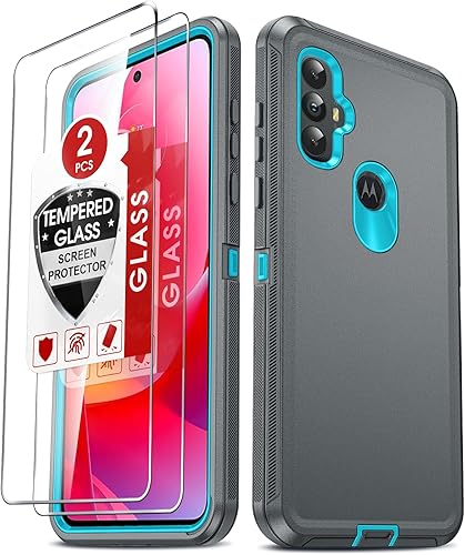 Miniatura 1 de LeYi Funda para Motorola G-Power 2022 con 2 protectores de pantalla de vidrio templado, 3 en 1, a prueba de golpes, resistente, a prueba de polvo,