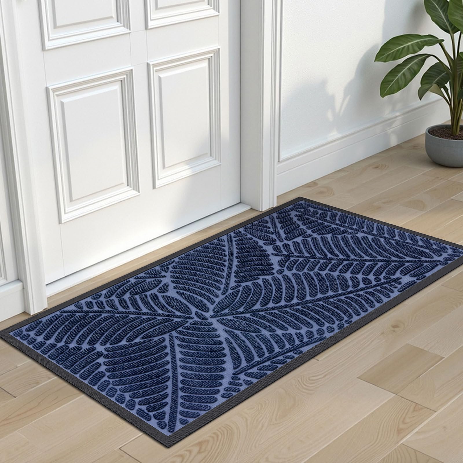 Grandaily Front Door Mat Indoor Outdoor Waterproof Doormat, Non Slip Natural Rubber Welcome Mat, Heavy Duty Durable Super Absorbent Entryway Rugs, 30"x17", Brown — view 16
