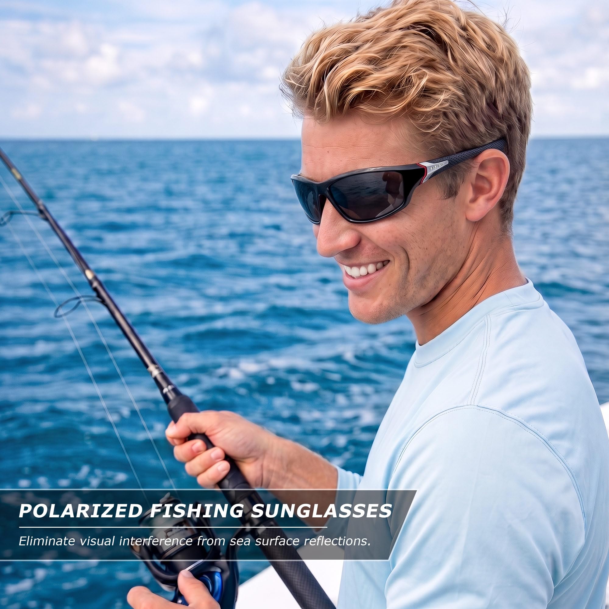 FAGUMA Occhiali da sole polarizzati sportivi per uomo, ciclismo, guida, pesca, protezione UV al 100%