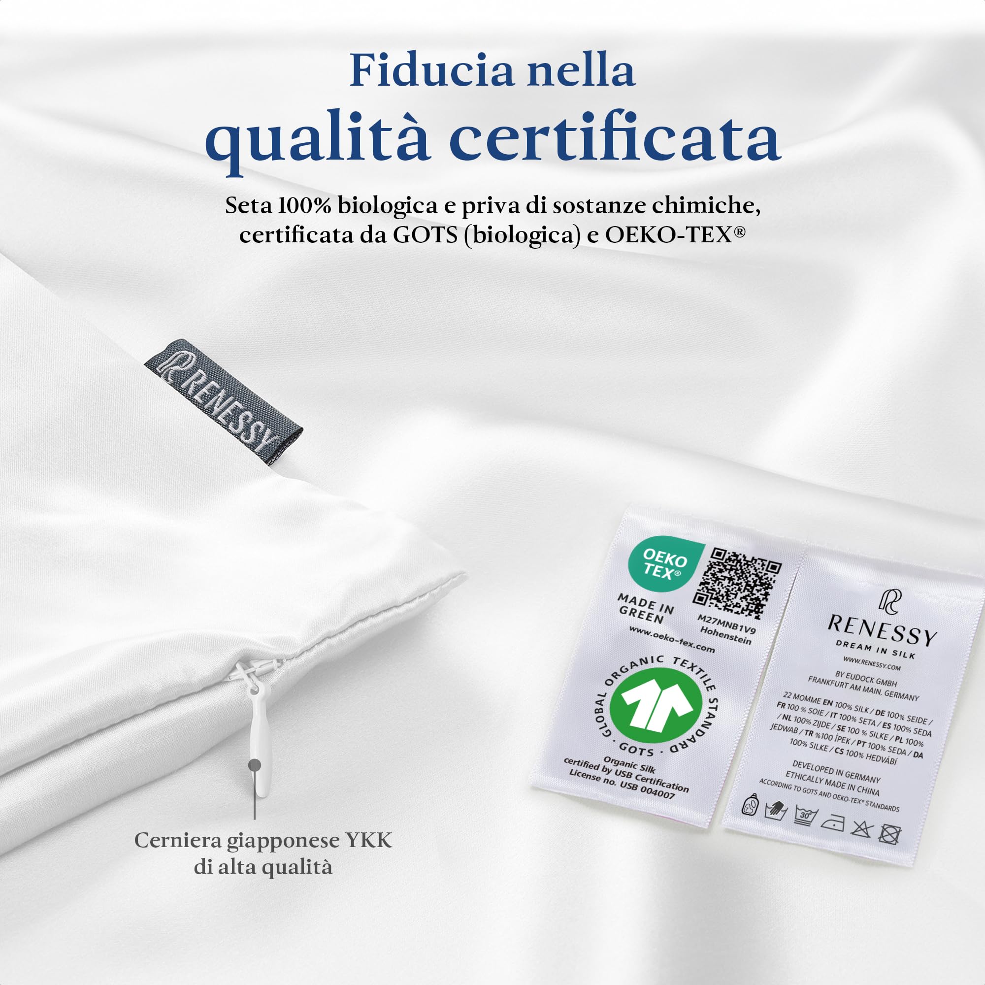 Federa ecologica Beaut personalizzata con cerniera nascosta in seta 22Momme con