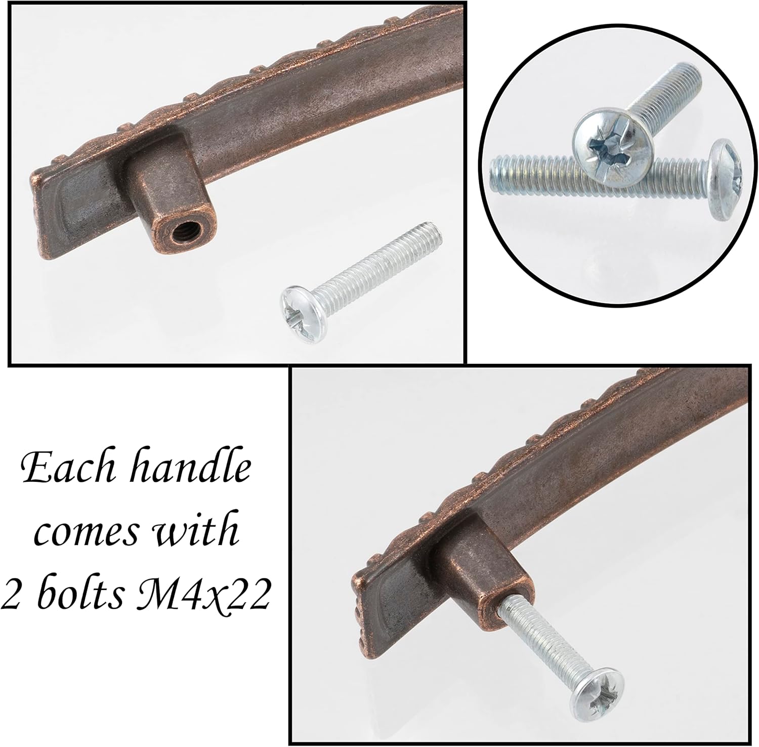 AERZETIX - C41673 – Set of 2 Vintage Furniture Handles Wheelbase 96 mm – Antique Door Cupboard Drawer Interior Decoration Kitchen Living Room – Metal – Antique Copper Finish