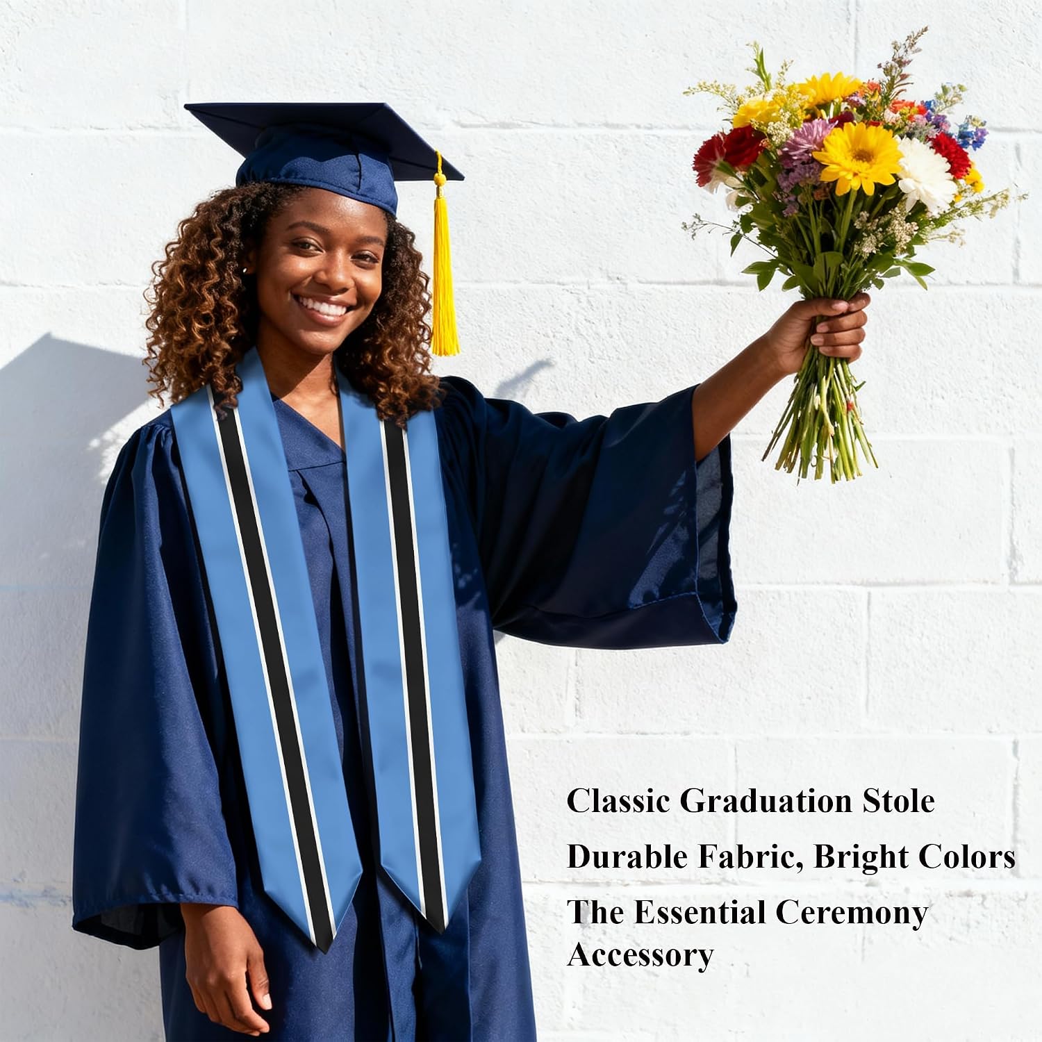 Botswana Flag Graduation Stole Graduation Sash Scarf for International Student Abroad Adult Unisex
