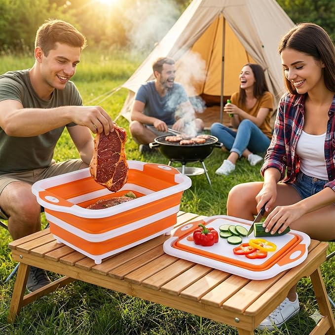 Tina Plegable para BBQ con Tapa y Tabla de Cortar miniatura 2