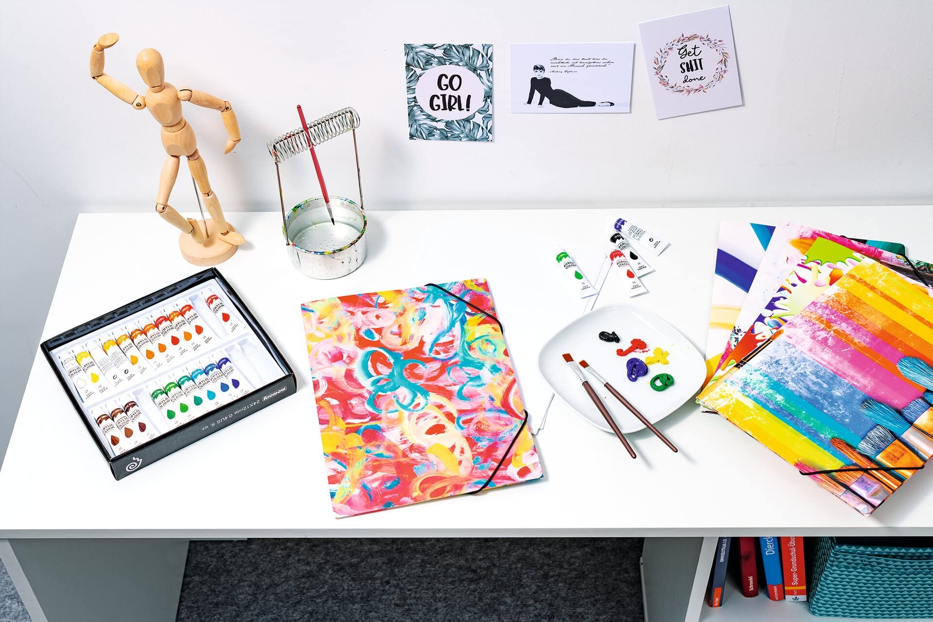 HERMA A4 Portfolio Folder 'Impressions Painting' - Sturdy Cardboard With Elastic Band, Kids Art Organizer