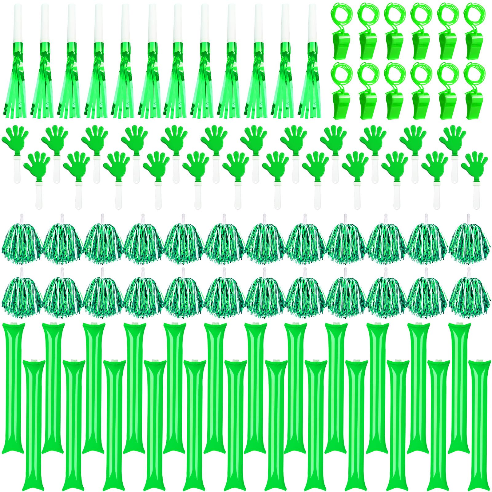 Yunsailing 96 Pcs Homecoming Noisemakers Team Spirit Accessories for Game Day Include Hand Clappers Cheerleading Pom Pom Thunder Stick Cheer Party
