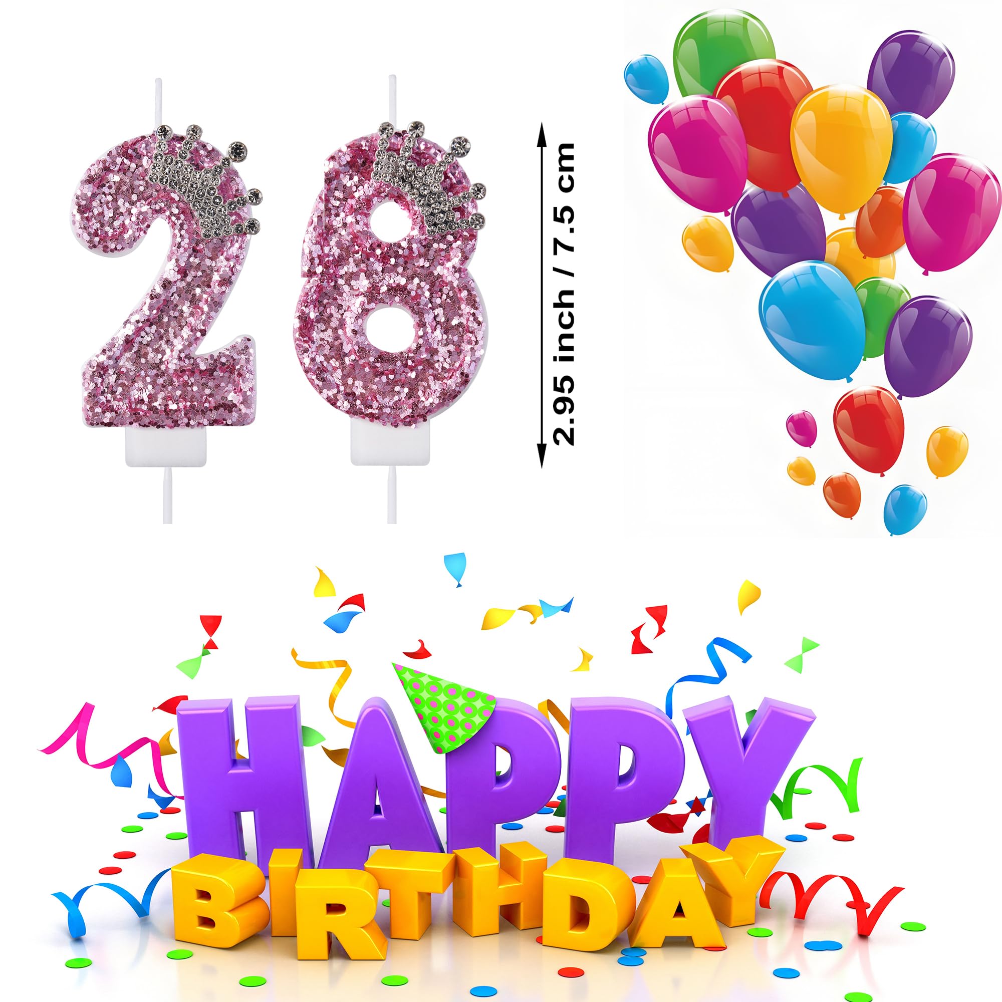 28 velas de cumpleaños 82, velas de pastel 28 82, velas de cumpleaños rosa número 28 82, decoración de pastel para fiestas, hombres y mujeres