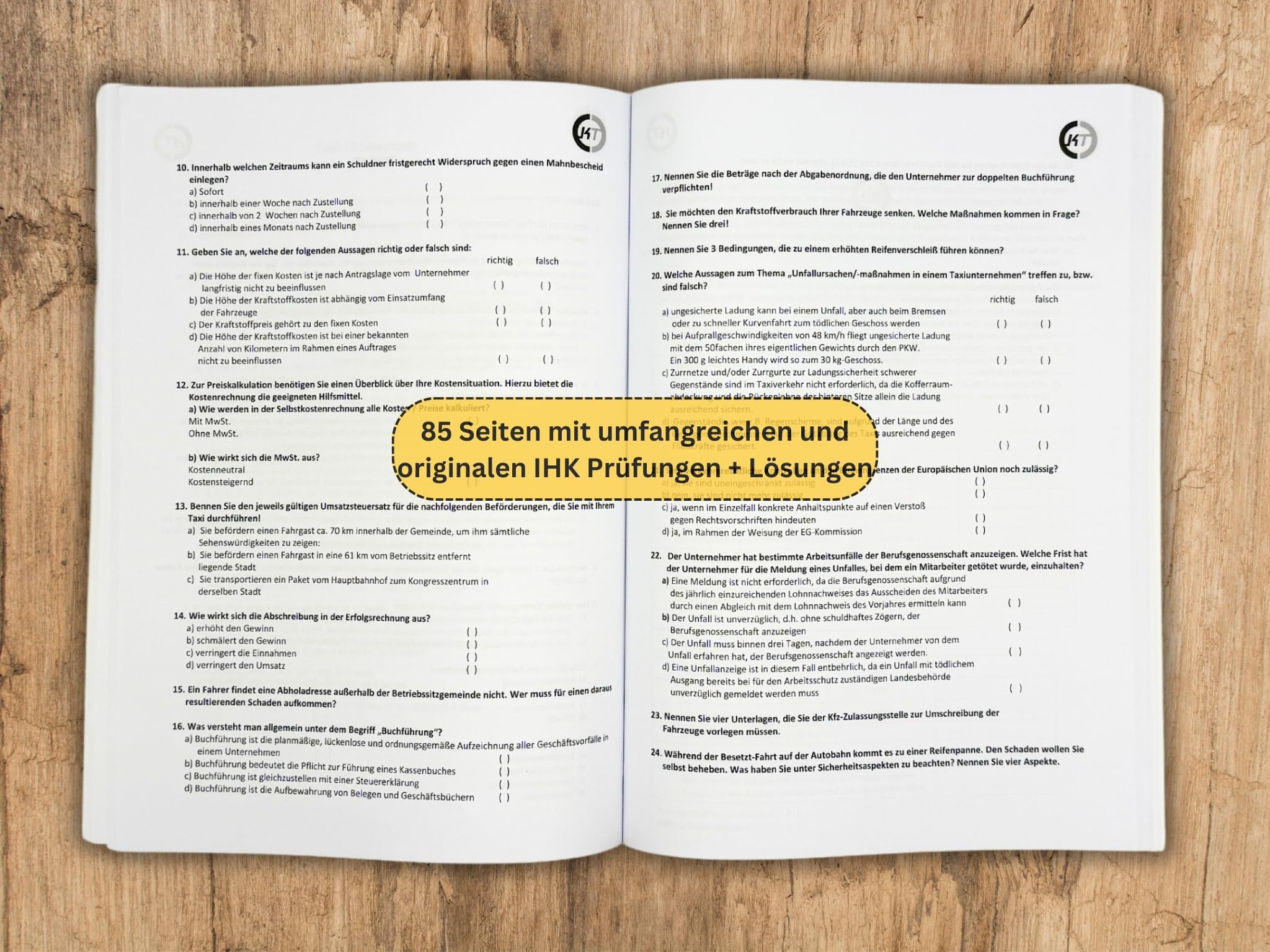 Taxi und Mietwagen | Vorbereitung auf die IHK-Fachkundeprüfung | Unternehmerschein I MANUSKRIPT + KARTEIKARTEN