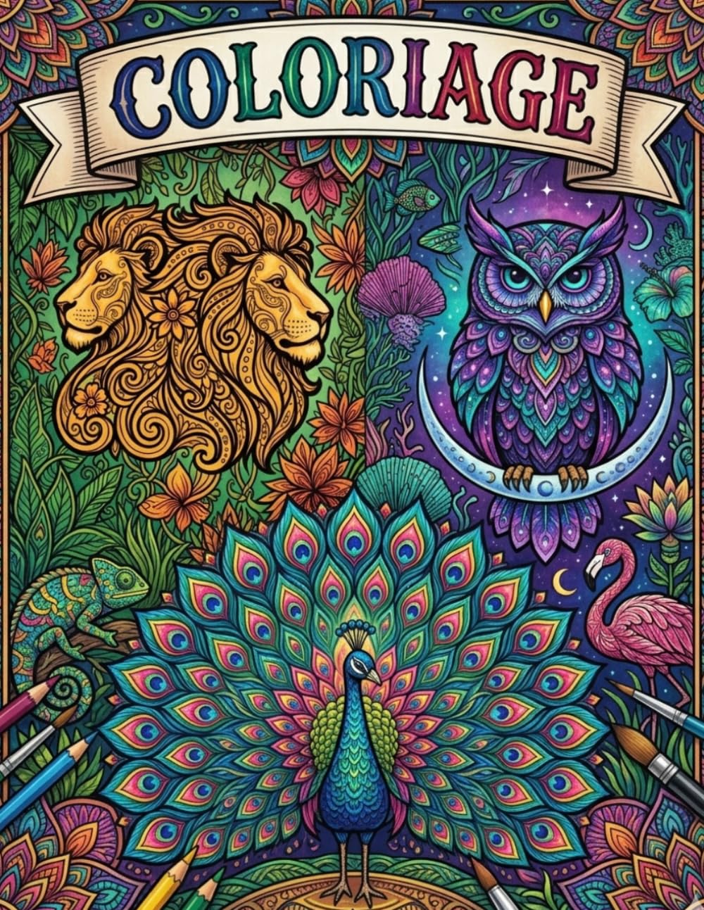 Animaux Mandala – Livre de Coloriage pour Adultes : Dessins d’Animaux Magnifiques pour Se Détendre et Réduire le Stress: Dessins d’animaux magnifiques pour adultes et adolescents